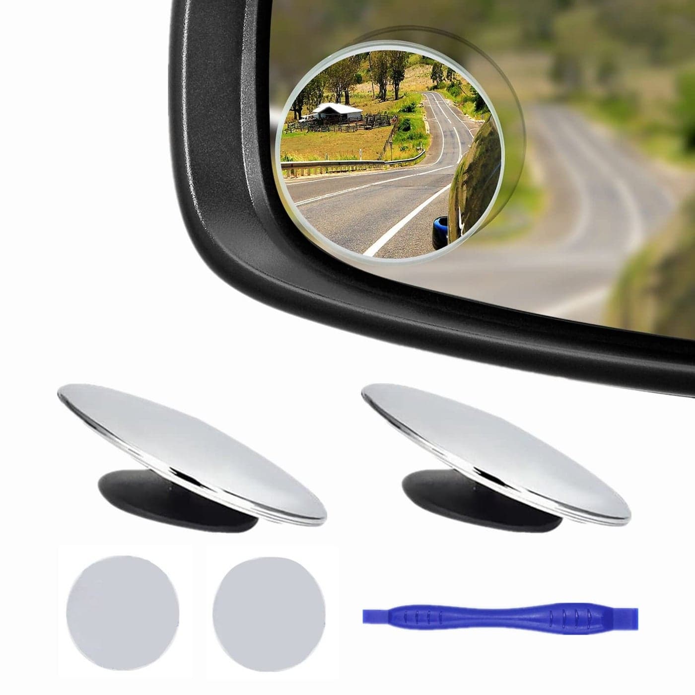 2 pcs Blind Spot Mirrors 2 Round HD Glass Convex 360 Wide Angle Side Rear View Mirror with ABS Housing for Cars SUV and Trucks Chrome Pack of 2