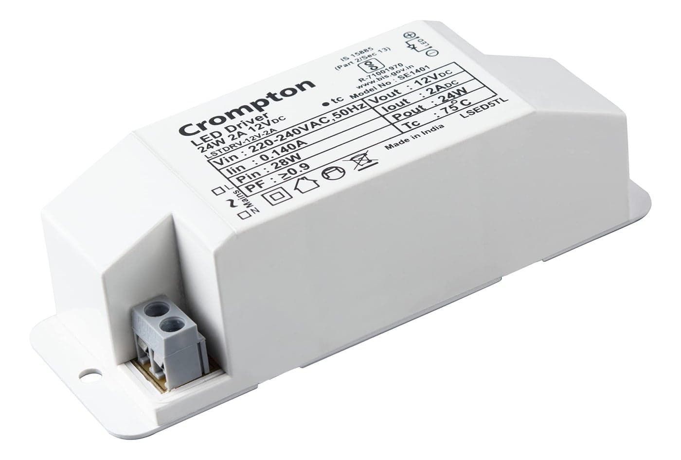 Crompton 24W 2A LED Strip Light Driver (Pack of 1)
