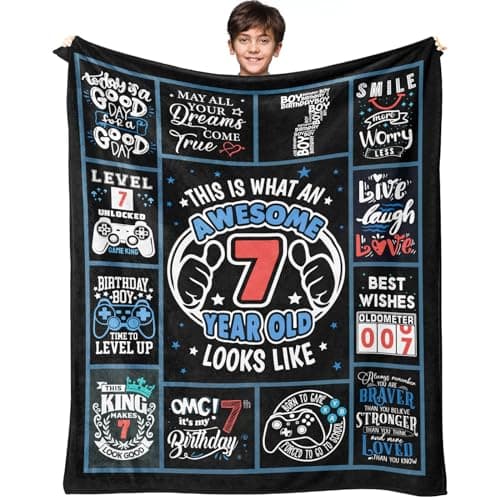 7 Year Old Boy Birthday Gifts, Birthday Gifts for 7 Year Old Boy, Best Gift for 7 Yr Old Boy Birthday Throw Blanket 50"X40", Seven Year Old Boy Birthday Gift Ideas, Birthday Present for Boys Age 7