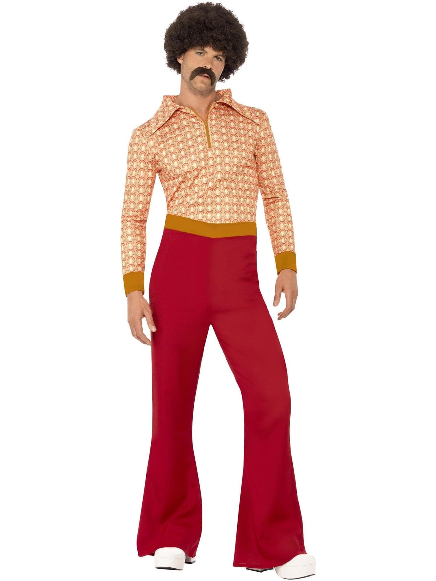 Smiffys mens Authentic 70s Guy Costume,Red,M - US Size 38"-40"