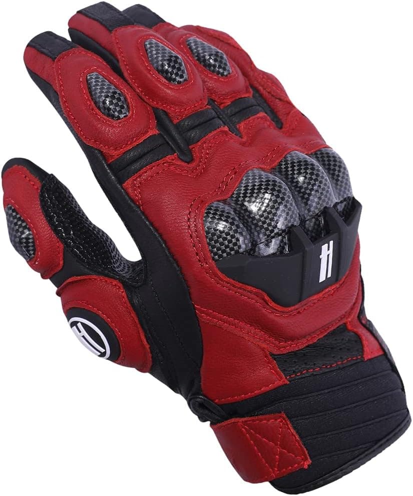Harssidanzar Leather Full Finger Motorcycle Gloves with Knuckle Protection