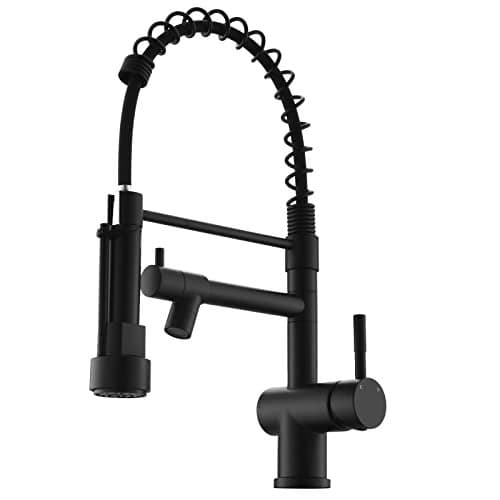 Commercial Faucet with Sprayer, VFAUOSIT Black Kitchen Faucet with Pot Filler Single Handle Lever Pull Down Sprayer Kitchen Sink Faucets, Stainless Steel Faucets for Kitchen Sink, RV Farmhouse
