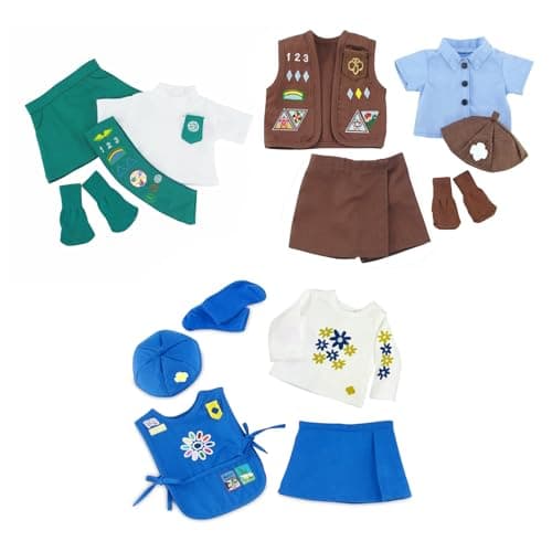 Emily Rose 18 Inch Doll Clothes Value Pack 3 Girl Scout Uniforms Including Daisy Brownie and Junior Costume Outfits Officially Licensed by Girl Scouts of The USA American Business