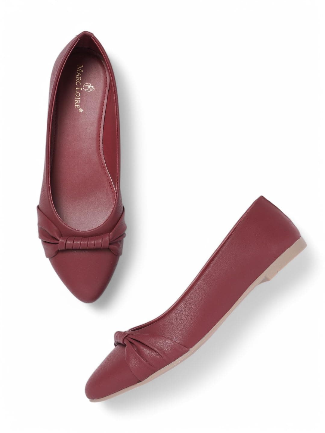 Marc Loire Women's Slip-On Flat Ballerina Shoes for Party, Casual Wear and Formal Occasions (Maroon, UK Footwear Size System, Adult, Women, Numeric, Medium, 7)