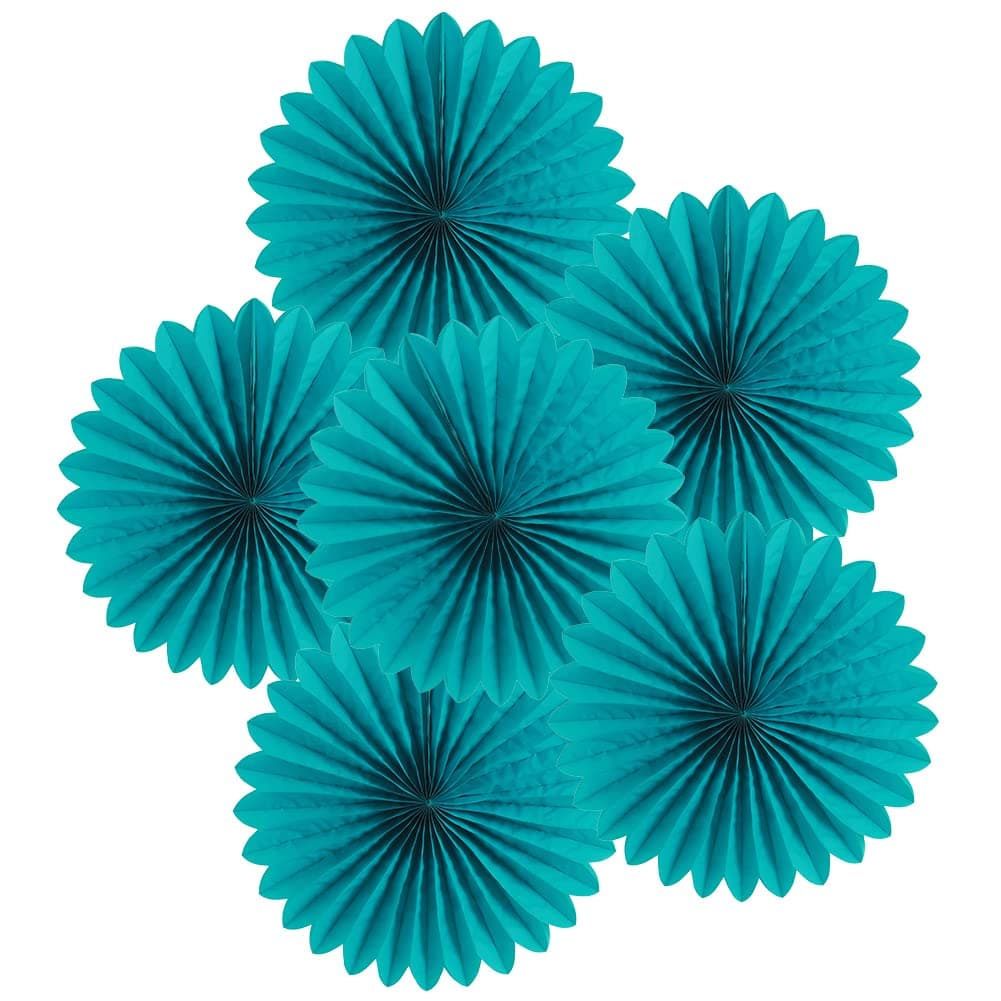 Easy Joy Teal Party Decorations Paper Fans Birthday Wedding Home Party Hanging Decoration Set of 6 14 Inches Teal