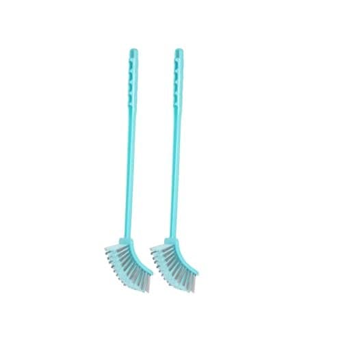 KLEAN MAX Single Side Toilet Cleaner Brush for Cleaning Indian and Western Style Toilets, 2 Piece Sea Green Color Virgin Plastic Toilet Brush