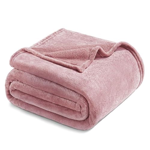 Exclusivo Mezcla Fleece Blanket King Size for Bed, Super Soft and Warm, All Season, Cozy, Plush, Lightweight, 90x104 Inches, Dusty Pink