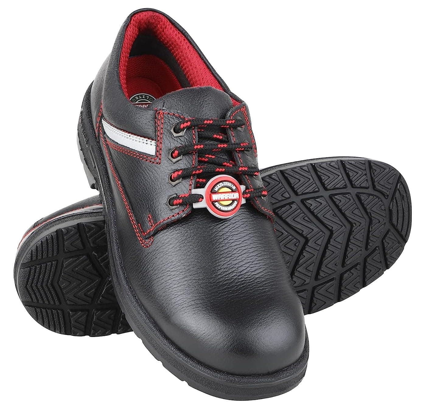 Liberty Warrior 9822-01 Safety Shoe for Men, Steel Toe, Light Weight, Genuine Leather, Olive & Red, Sizes 5UK-11UK