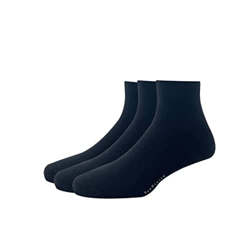 Van Heusen Mens Cotton Quarter Length Socks (Pack of 3) Black