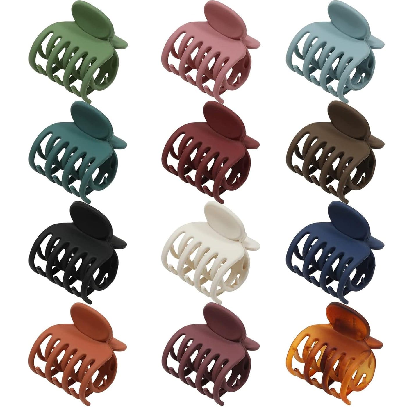 AWAYTR Small Claw Clips for Thin Hair 16 Matte Cute Hair Clips for Women Double Row Teeth Jaw Clips for Hair 12 Pcs Hair Clamps for Girls