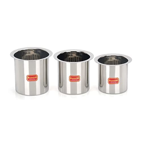 Sumeet Stainless Steel Ganj/Milk Boiler/Milk Pot/Long Tapeli set of 3 Pieces (1800ml, 2250ml, 2700ml), Silver