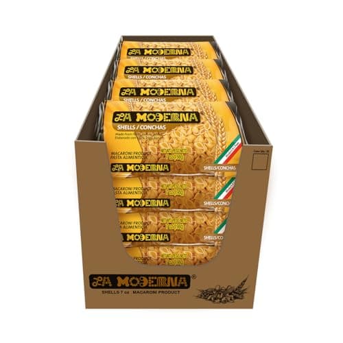LA MODERNA, Shell Conchas Pasta 7 oz (Pack of 20) | Made with Durum Wheat Semolina | Enriched with Iron, Folic Acid & B Vitamins | Non-GMO Kosher Conchas Pasta Shells for Soups, Casseroles, Salads & Family Meals