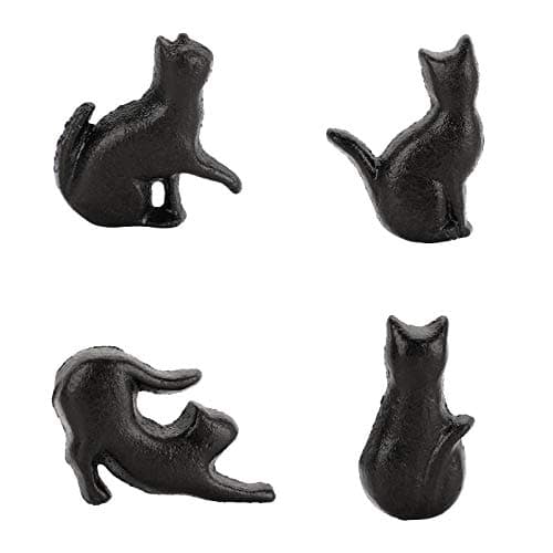 JUXYES Set of 4 Vintage Cat Drawer Handle Pulls, Antique Cast Iron Shape Knobs for Dresser, Cupboard, Cabinet - Retro Decorative