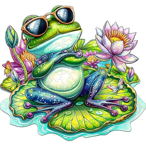 Jigfoxy Wooden Puzzle for Adults Leisurely Frog Wooden Jigsaw Puzzles for Adult Unique Animal Shape Wood Cut Puzzles Christmas Thanksgiving Gifts for Friends Family L134 124in240pcs