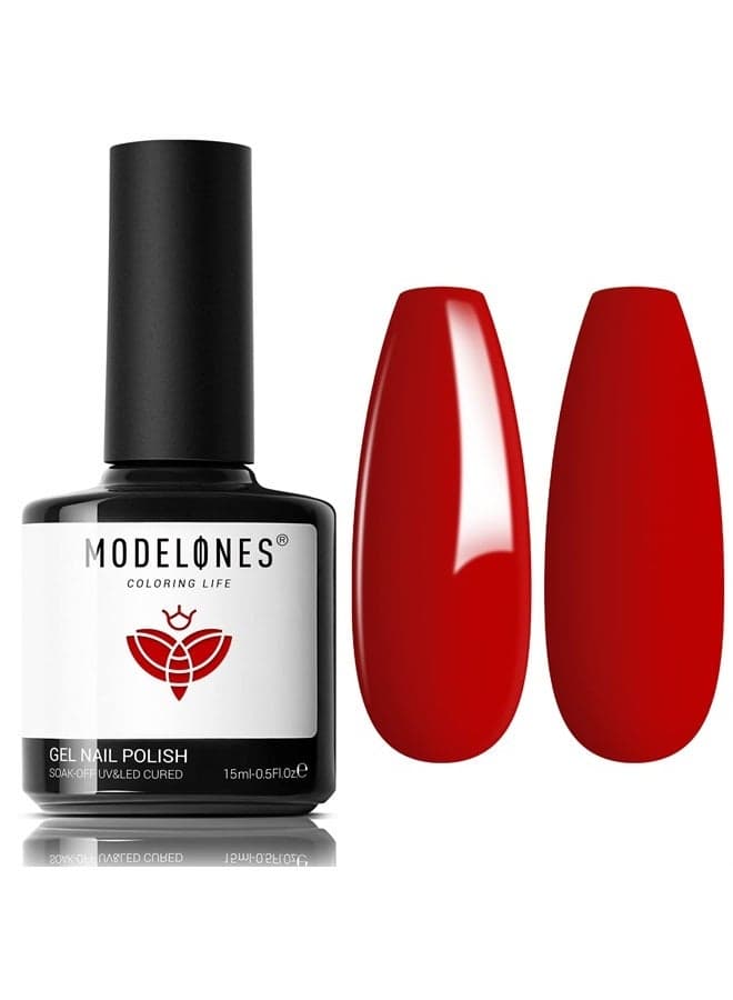 Gel Nail Polish, 1Pcs 15ml Red Color Gel Polish Soak Off LED Nail Polish Gel Nail Lamp Needed Nail Art Design Decoration Manicure Salon DIY at Home Holiday Gift