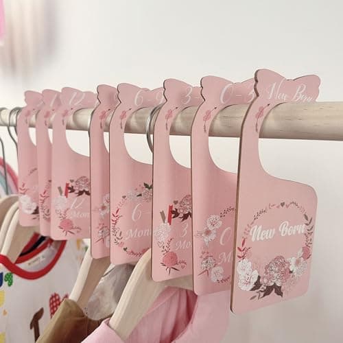 LLUFO Baby Closet Dividers Pink 8pcs Baby Clothes Dividers for Closet DoubleSided Wooden Baby Closet Organizer Nursery Decor for Girls Wardrobe