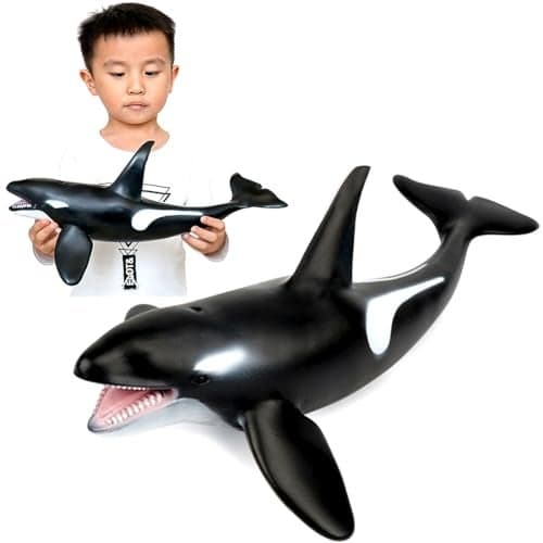 LOVNBHELP Simulated Orca Whale Toy Ocean Big Animal Toys for Kids 16 Inch Large Size Sea Marine Animal Action Figures Soft Filled Rubber Sea Educational ToysKiller Whale