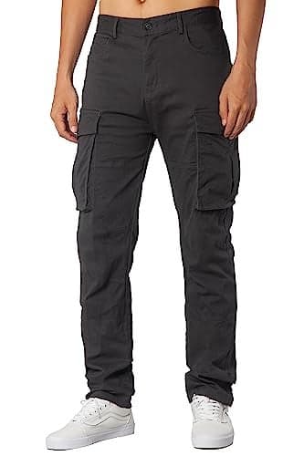 ITALYMORN Pantalones de Hombre Cargo Pants Mens Grey Hiking Pants for Big and Tall (34, Dark Grey)