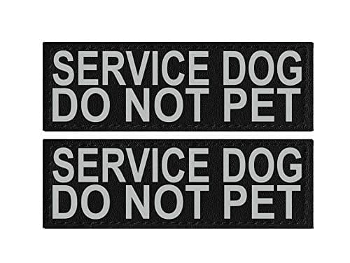 Doggie Stylz Set of 2 Reflective Service Dog DO NOT PET Removable Patches with Hook Backing for Working Dog Harnesses Vests Durable and Interchangeable Comes in 3 Sizes Small Medium and Large