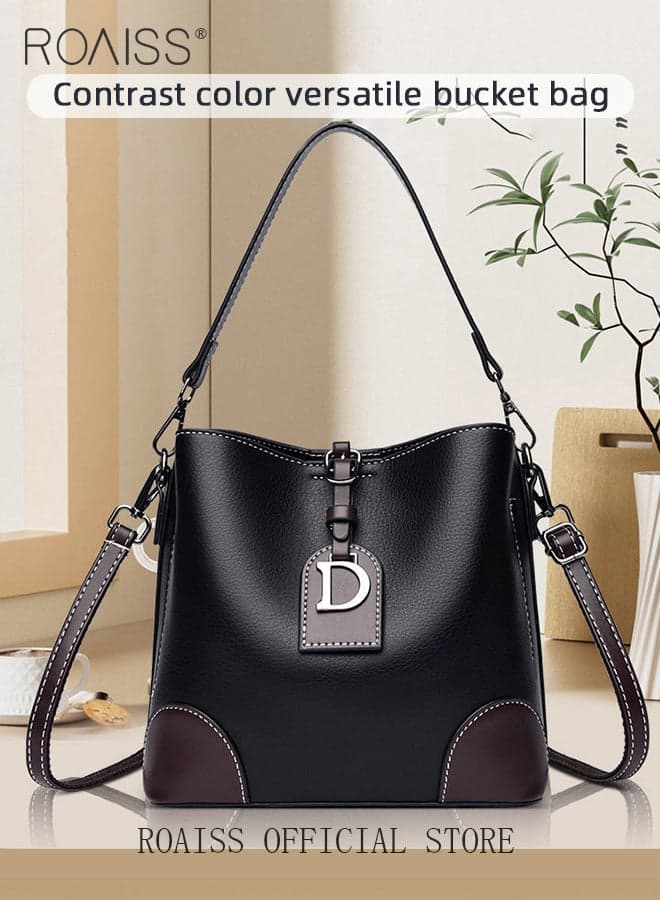 Light Luxury Bucket Bag for Women High End Texture Retro Fashion Shoulder Crossbody Bag with Convenient Magnetic Buckle Practical Wear Resistant Gift for Mother Wife and Girlfriend