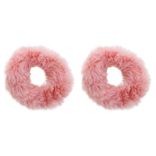 Small Fuzzy Fur Scrunchies Furry Pony Holder Set of 2 Mauve