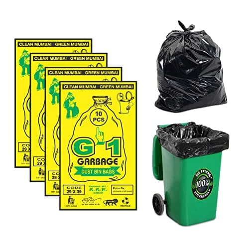 G 1 Extra Large | 29 inch X 39 inch | 4 Packs of 10 Pcs - 40 Pcs | Disposable Garbage Trash Waste Dustbin Bags - Black