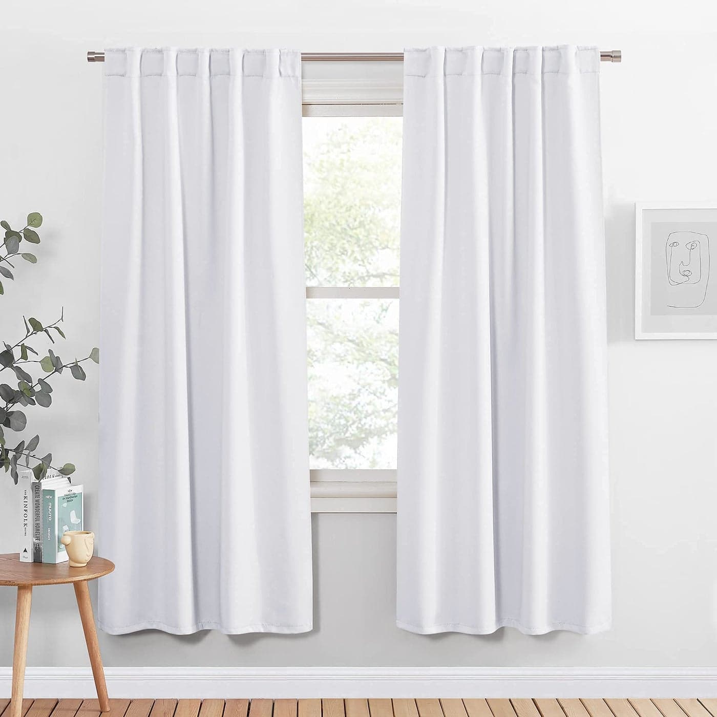 PONY DANCE Window Curtain Panels 42 W x 72 L Pure White Bedroom Drapes Blinds Back Tab Rod Pocket Window Treatments Energy Saving for Living Room 2 Pieces