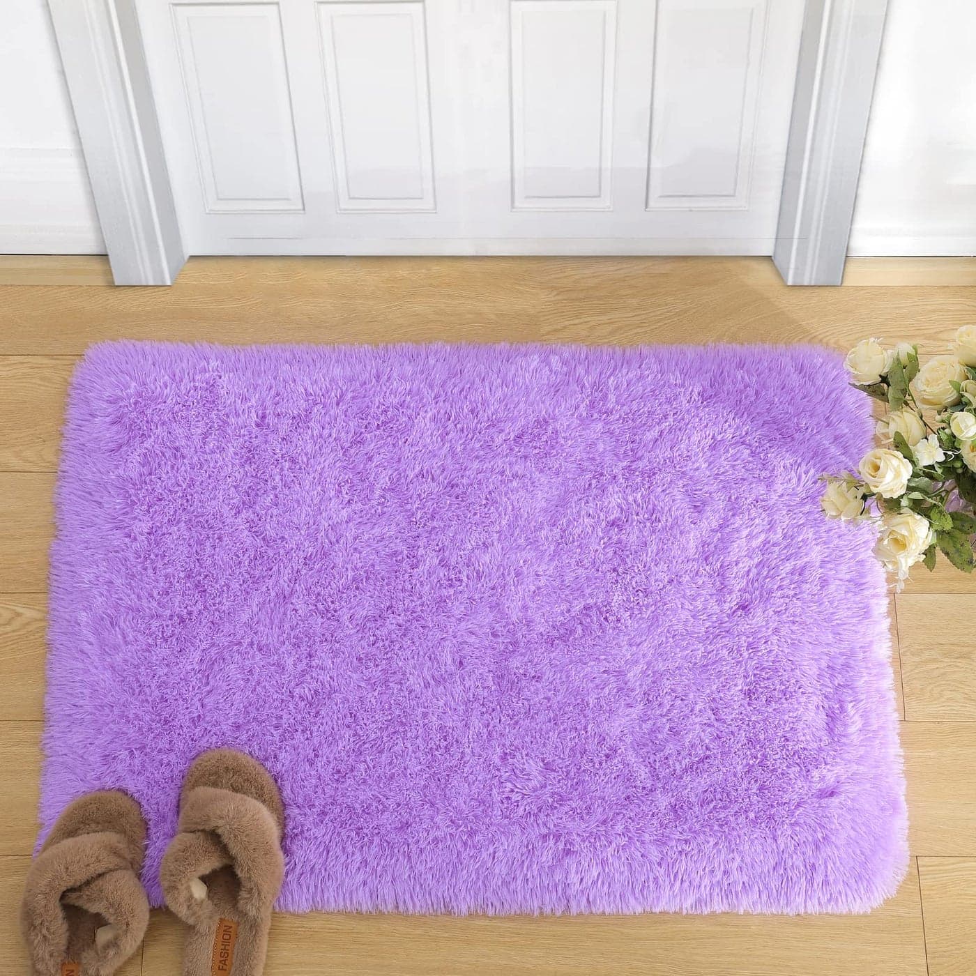 Merelax Modern Soft Fluffy Small Shaggy Rug for Bedroom Livingroom Dorm Kids Room Indoor Home Decorative NonSlip Plush Furry Fur Area Rugs Comfy Nursery Accent Floor Carpet 2X3 Feet Purple