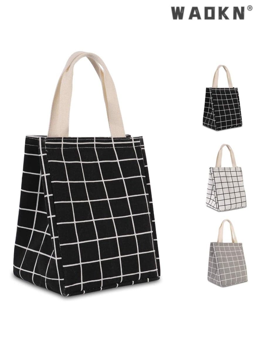 High Quality Multi-purpose Environmentally Friendly Material Reusable Lunch Bag Insulated Lunch Box Canvas Fabric with Aluminum Foil Lunch Tote Bag For Women Men School Office
