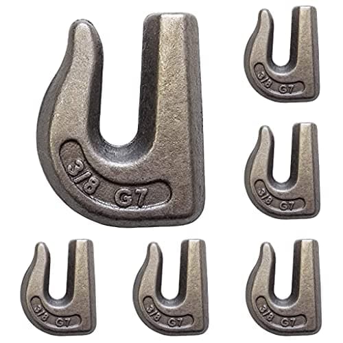 GRIPON (Pack of 6) 3/8" Weld-On Forged Clevis Grab Chain Hooks - Grade 70