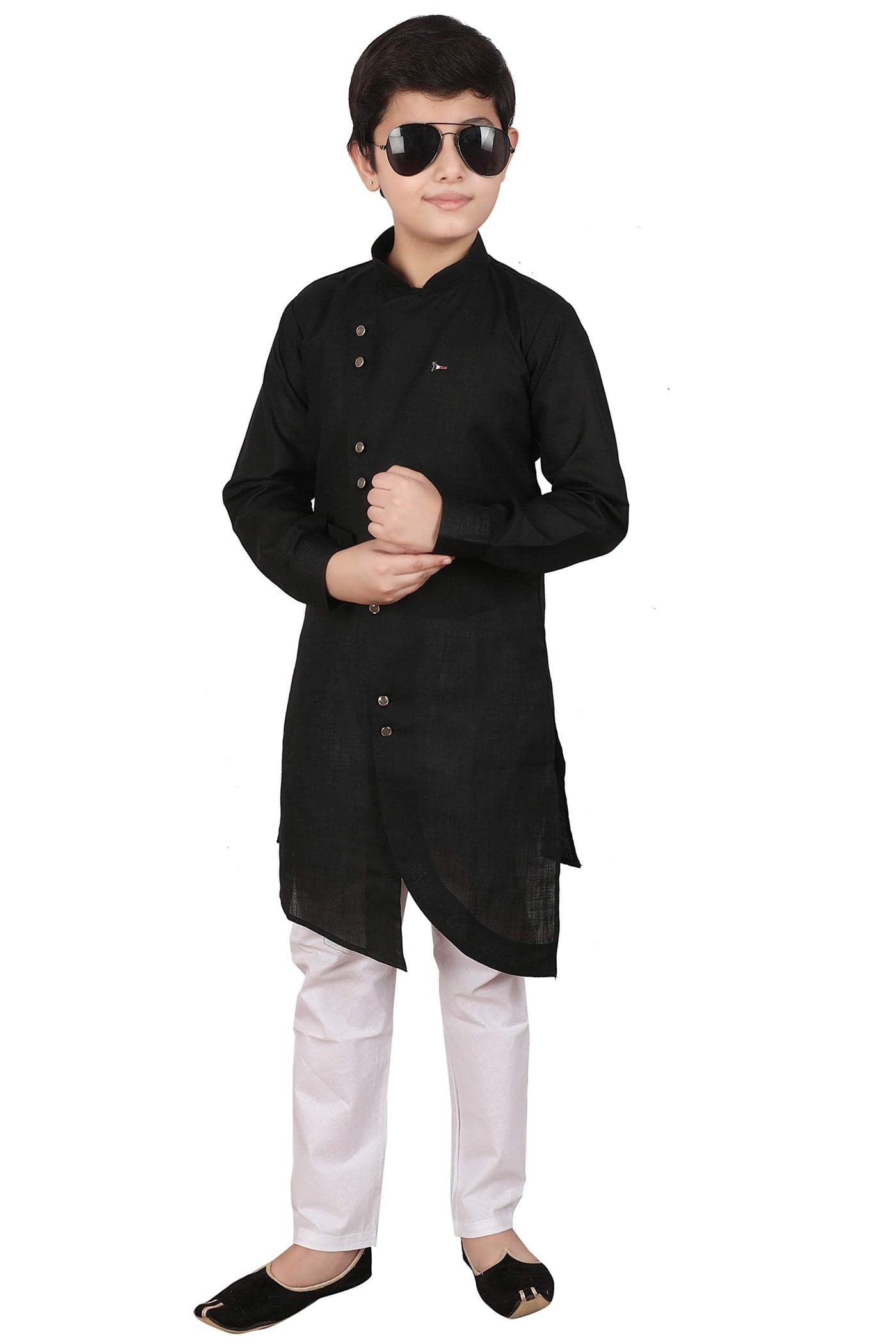 Pro-Ethic Style Developer Boy's Cotton Solid Kurta Pajama Set (S-109 Black 16_Black_15 Years-16 Years)