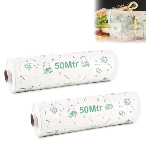 GLUN® Parchment Paper Roll, 2 Piece 100 Meter 100% Non-Coated, Non-Stick Butter Wrapping Paper Roll for Wrap Food Items