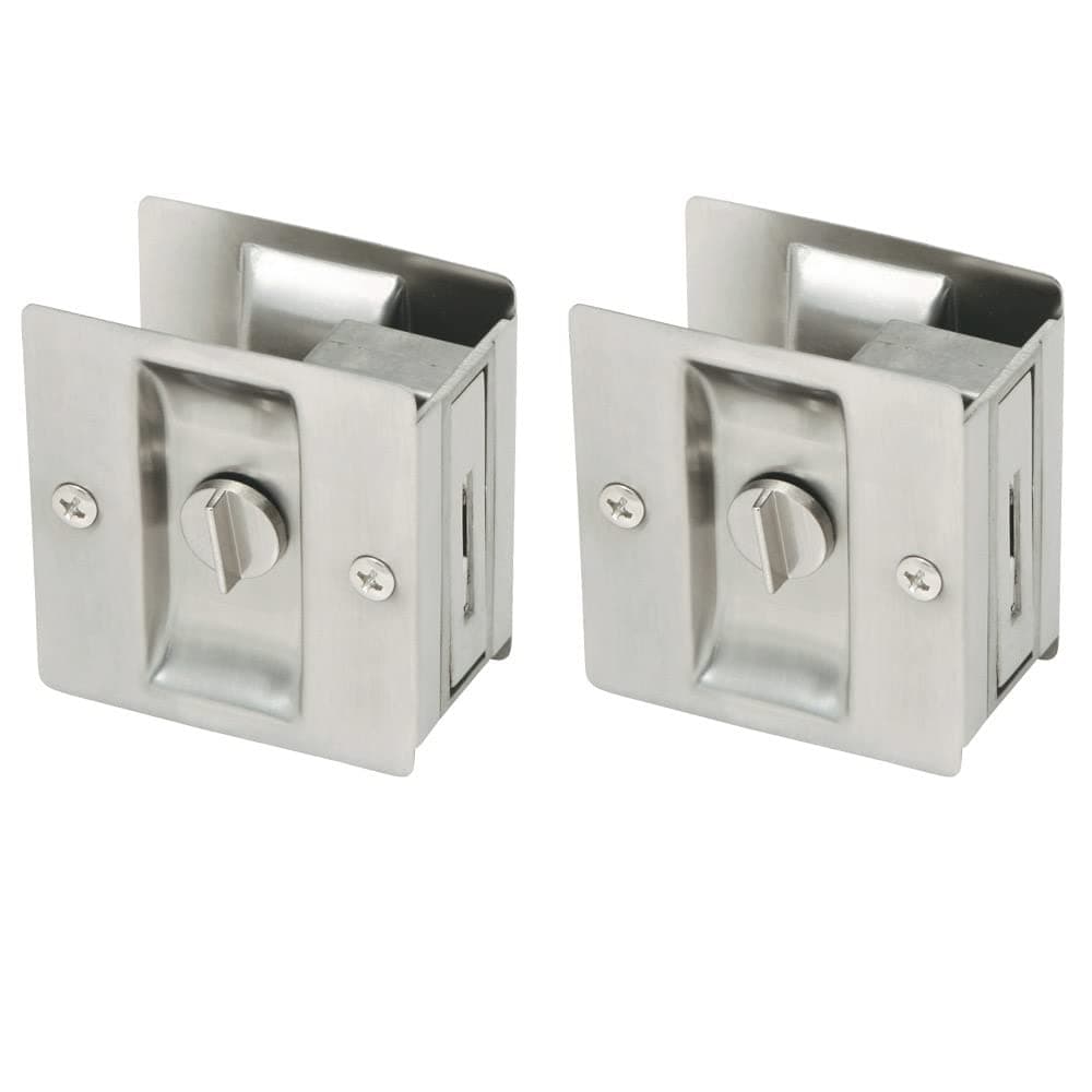 Design House 182121 Pocket Door Privacy Bed and Bath Lock 2Pack Satin Nickel