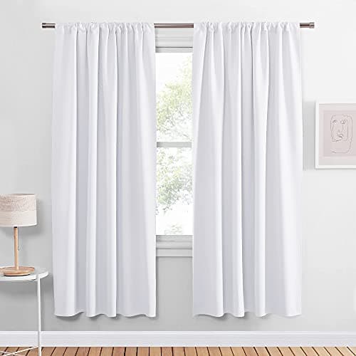 PONY DANCE White Curtain Decoration Bedroom White Rod Pocket Top Drapes Solid Soft Window Treatments Panels HalfLight Block for Living Room 42 in Wide by 72 in Drop2 Panels