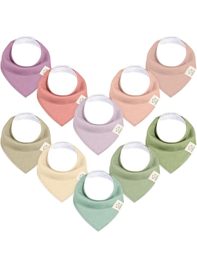 10-Pack Organic Baby Bandana Bibs for Girls - Super Absorbent Triangle Baby Bibs for Drooling and Teething Infant, 100% Cotton Extra Soft for Newborn, Infant 0-36 Months (Cupcake)