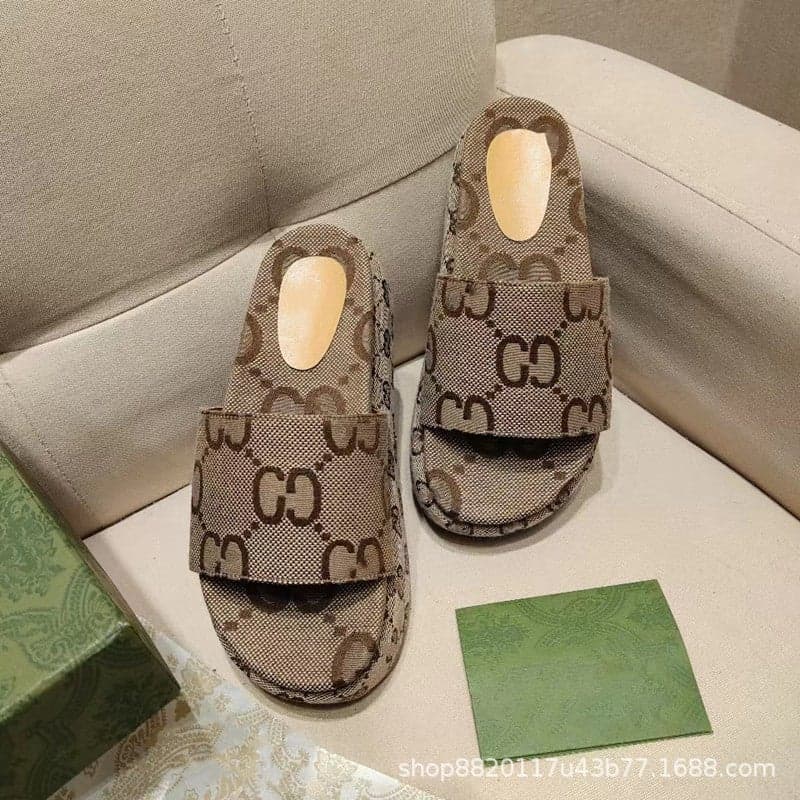 2023 New G Home Printed Embroidered Letters Platform Slippers Casual Mickey Strawberry Plus Size Women'S Shoes