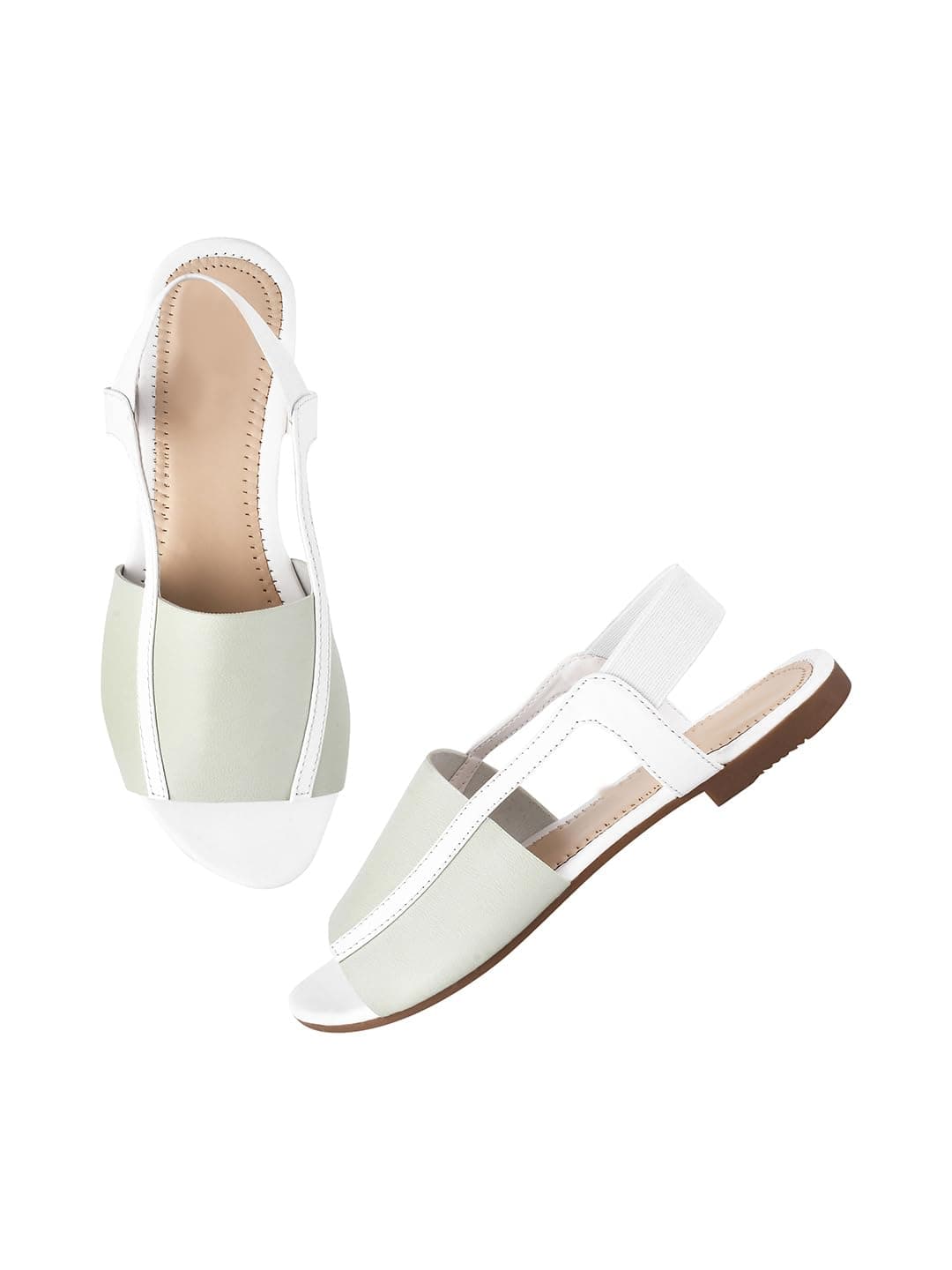 SilverArrow Women's Voyaga Flats Sandals, Olive White, 4UK
