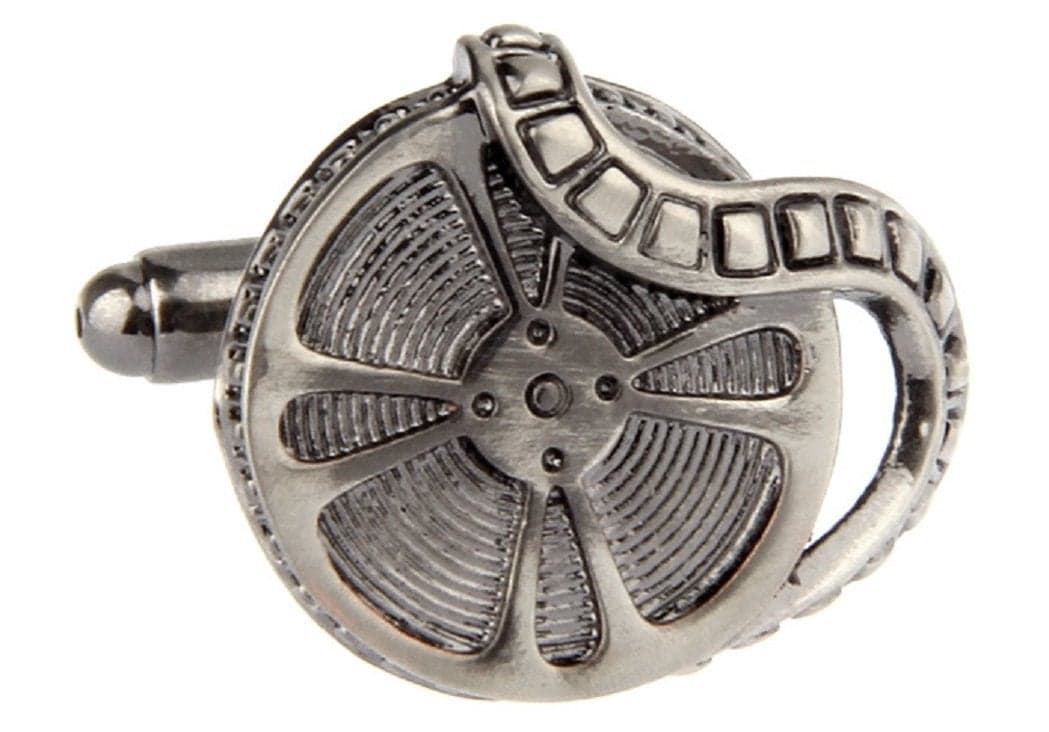 MRCUFF Hollywood Movie Film Reel Pair Cufflinks in a Presentation Gift Box & Polishing Cloth