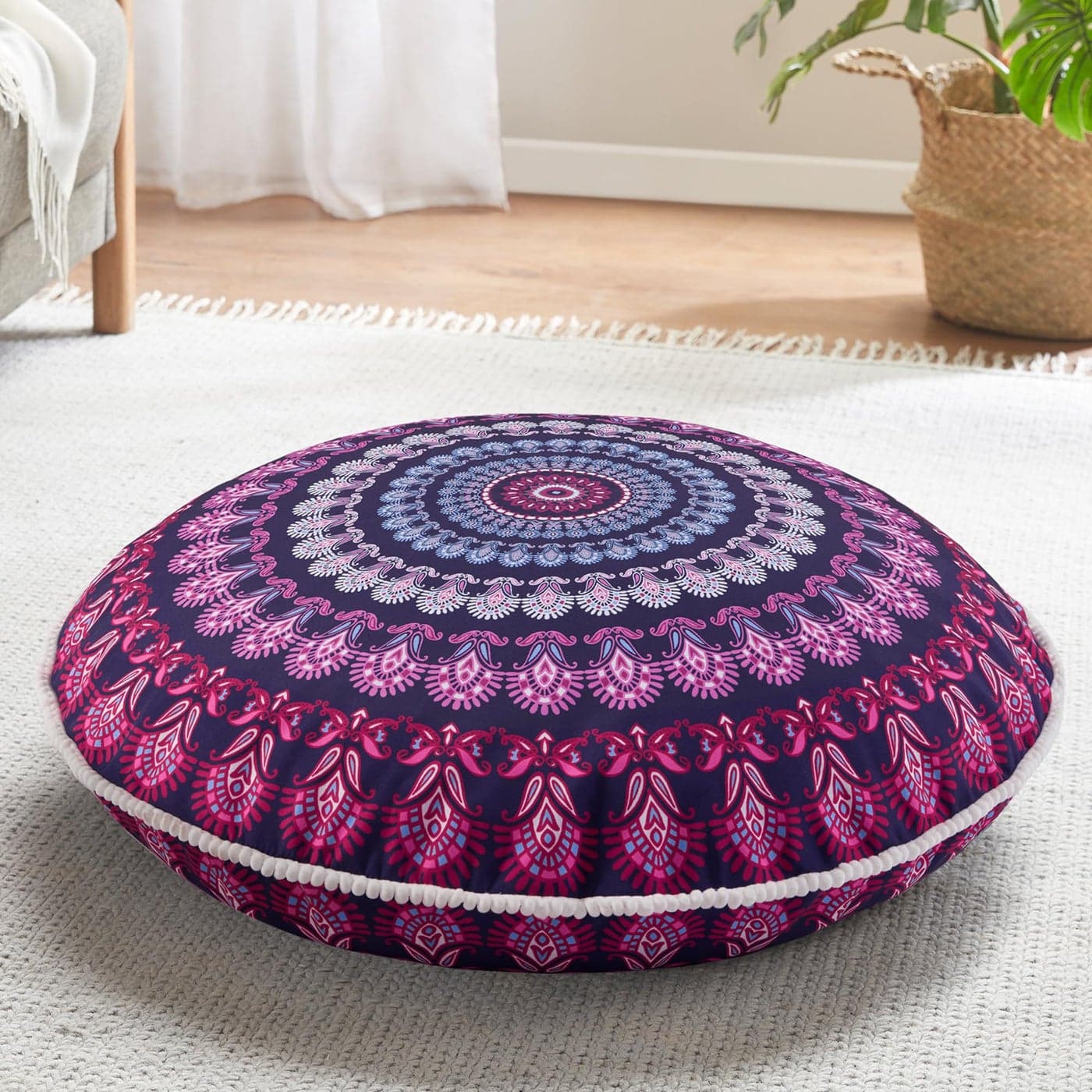 Codi 32 Inch Round Floor Pillow Large Meditation Pouf Cushion Memory Foam Stuffer Circle Throw Pillows Purple Orchid 1 Count Pack of 1