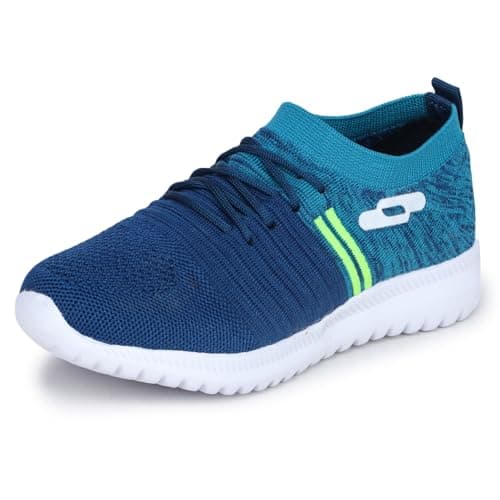TRASE Sports Shoes for Kids Boys | Walking, Running, All Day Casual & Sports Wear (Blue-Parrot Green, 11C UK)
