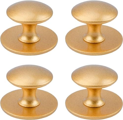 MOROBOR Adhesive Cabinet Knobs, 4pcs Self-Stick Instant Kitchen Cabinet Knobs Drawer Pulls Stainless Steel Drawer Knobs for Windows, Wardrobes, Cabinets, Drawers (Matter Gold)