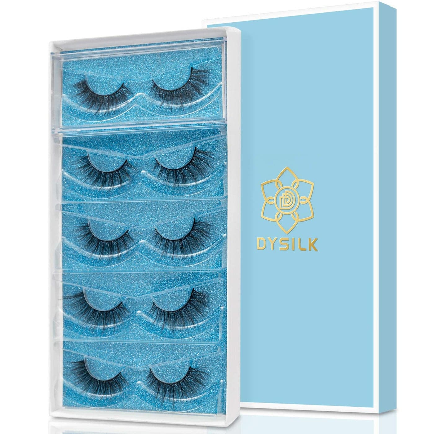 DYSILK Eyelashes Mink Lashes Wispy Eyelashes 5 Pairs 6D Lashes Kit False Lashes Natural Look Eye Lashes Cat Eye Fake Eyelashes Volume Lashes Strip 152mm