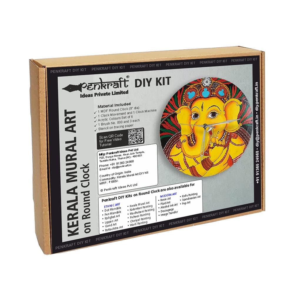 Penkraft Kerala Mural Art on Round Clock DIY Kit Free Video Tutorial