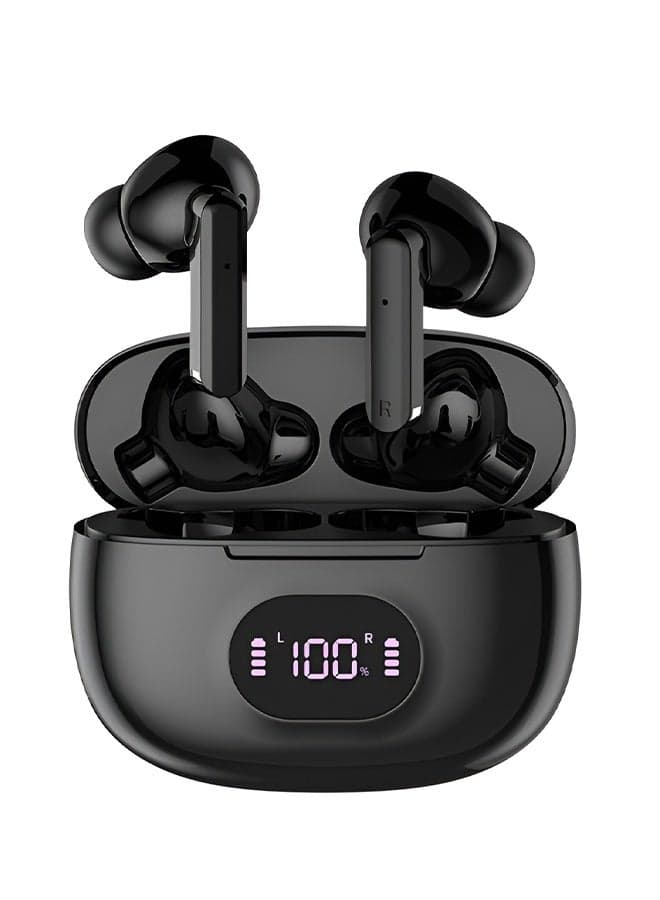 Wireless Earbuds Bluetooth 5.3 Headphones,55H Playtime Ear Buds With LED Power Display Charging Case, Earphones In-Ear Earbud With Microphone For iPhone Android Cell Phone Laptop Sport,Black