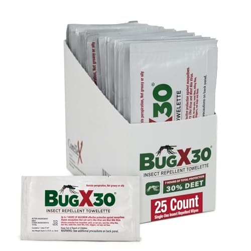 CoreTex Bug X 30 Mosquito, Tick, & Insect Repellent Wipes with 30% DEET - Pack of 25 Single-Use Bug Repellent Wipes for Up to 7 Hours of Reliable Protection Against 12 Types of Biting Insects
