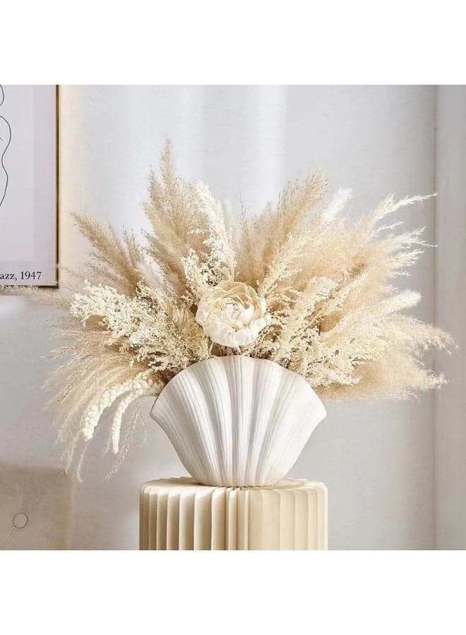 【Modern Minimalist Creative Vase】Shell Shape White Vase Desktop Decor | Living Room Flower Arrangement Premium Decor | TV Cabinet Entryway Art Ornament | Creative Elegant Home Decoration | Modern Style Floral Container | Space Upgrade Art Piece