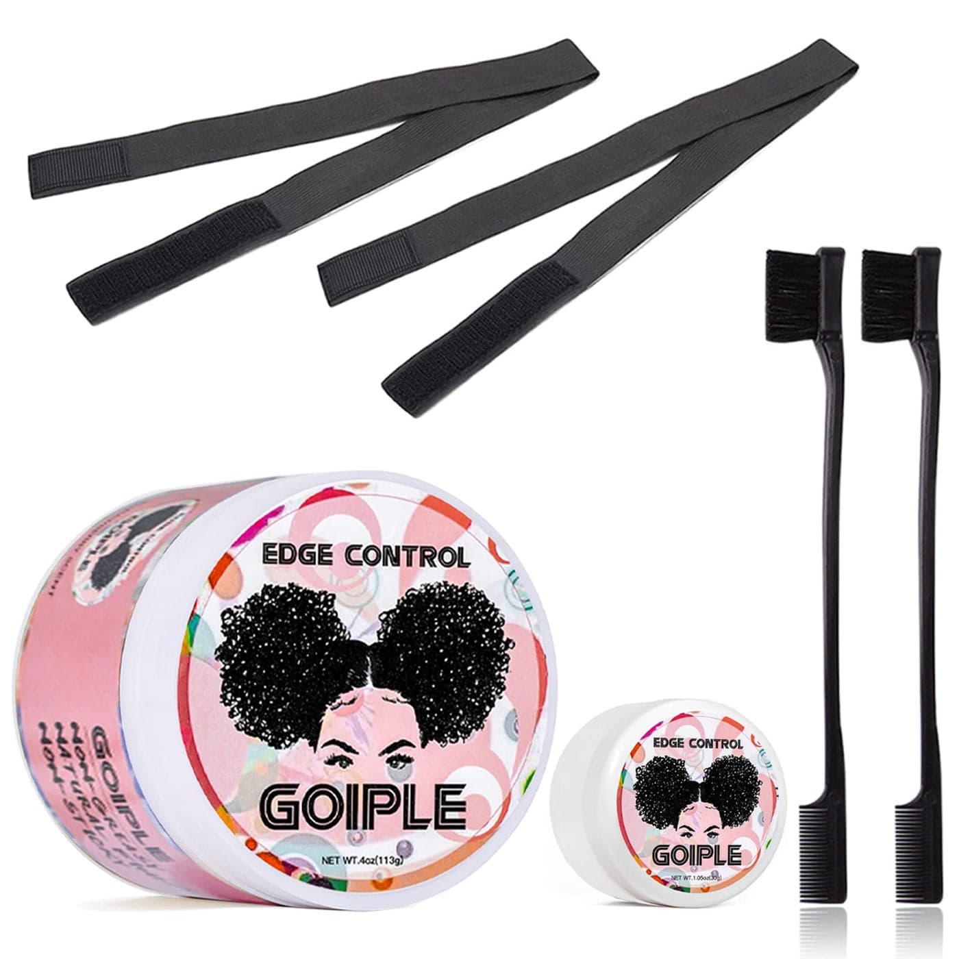 Goiple Edge Control Wax for Women Strong Hold Nongreasy Edge Smoother Strawberry Scent 4oz Edge Control 07oz Travel Szie Edge Control Wax Edge Brushes2Tie Band2