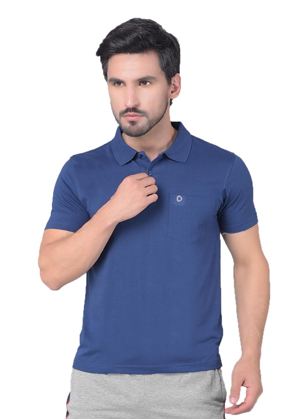 Dollar Mens Cotton Casual Solid Polo Tshirt (Pack of 1) Indigo
