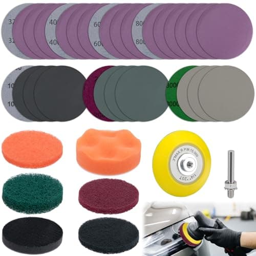 38 Pcs Car Headlight Restoration Kit, 3 Inch Automotive Headlight Sanding and Polishing Set with Sanding Discs Scouring Pads Polishing Pads Suitable for Drill, Universal for All Type of Car Headlights