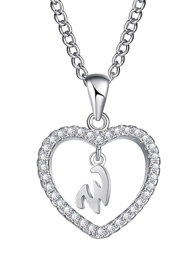 Concise Hollowed Heart Alphabet Chain Pendant